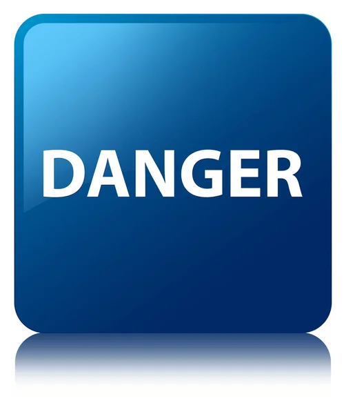 危険の青い正方形ボタン — ストック写真