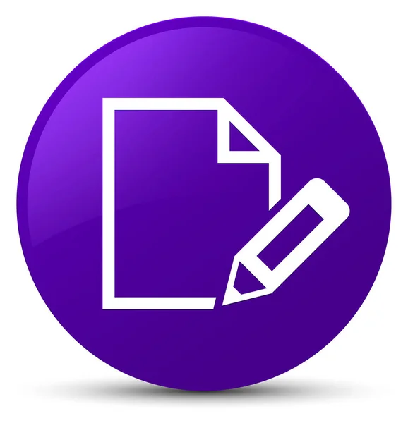 编辑文档图标紫色圆形按钮 — 图库照片