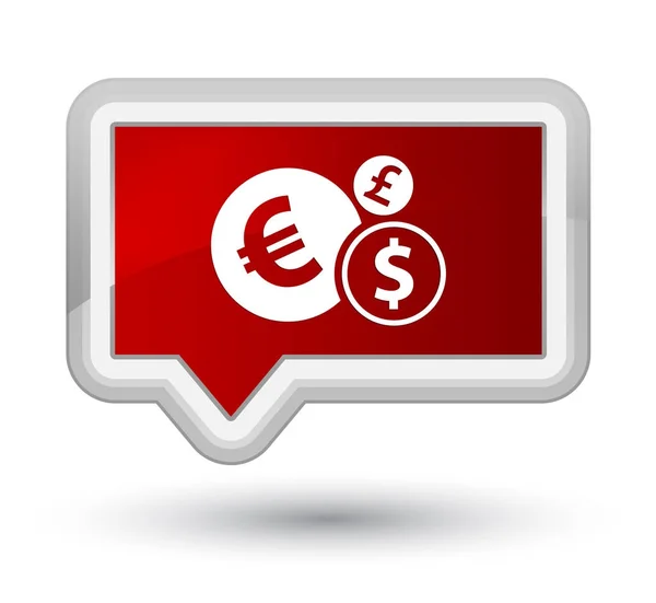 Ícone de finanças botão banner vermelho principal — Fotografia de Stock