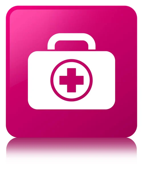 Första hjälpen kit ikonen rosa fyrkantig knapp — Stockfoto