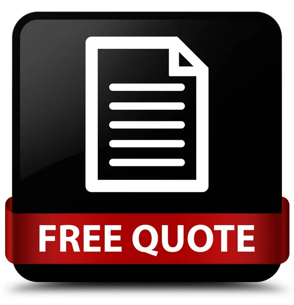 Free quote (page icon) black square button red ribbon in middle