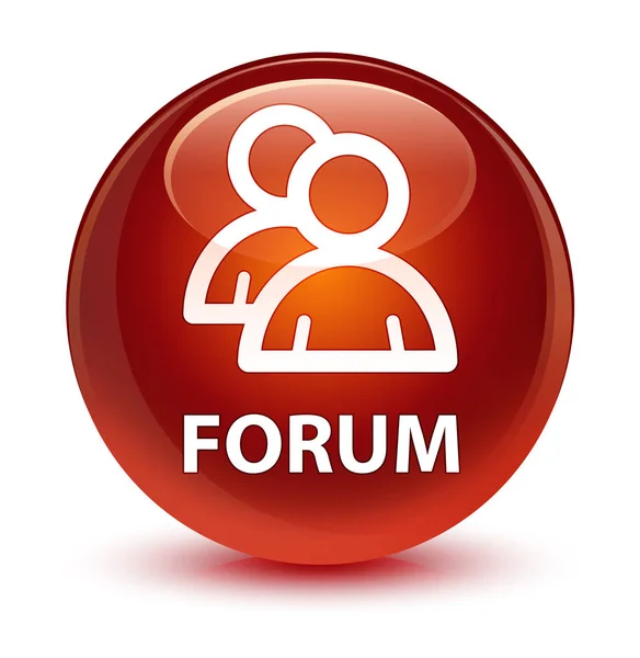 Forum (icona di gruppo) vetro marrone pulsante rotondo — Foto Stock
