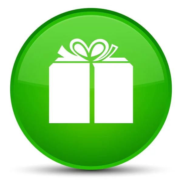 Gift box icon special green round button