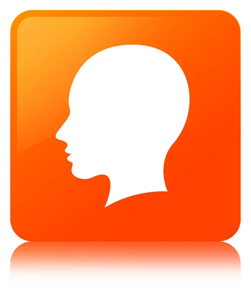 Head female face icon orange square button — Stock Photo, Image