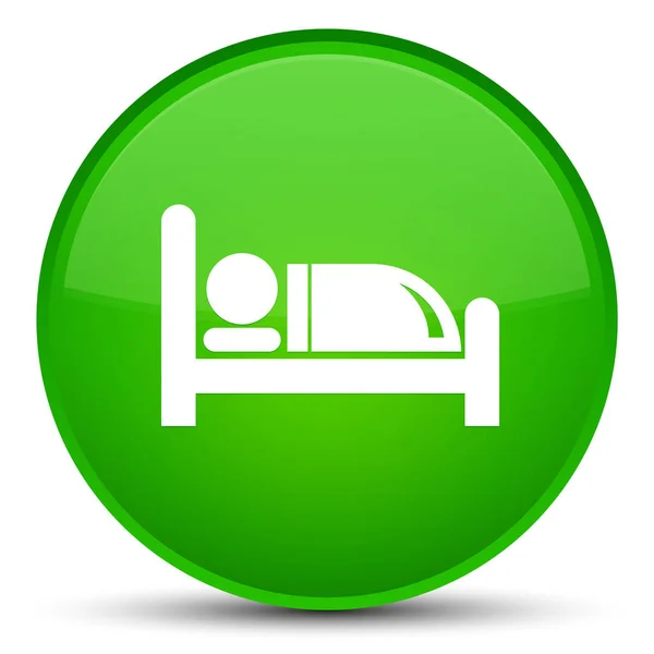 Hotelbett Symbol spezielle grüne runde Taste — Stockfoto