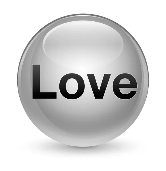 Amor botón redondo blanco vidrioso — Foto de Stock
