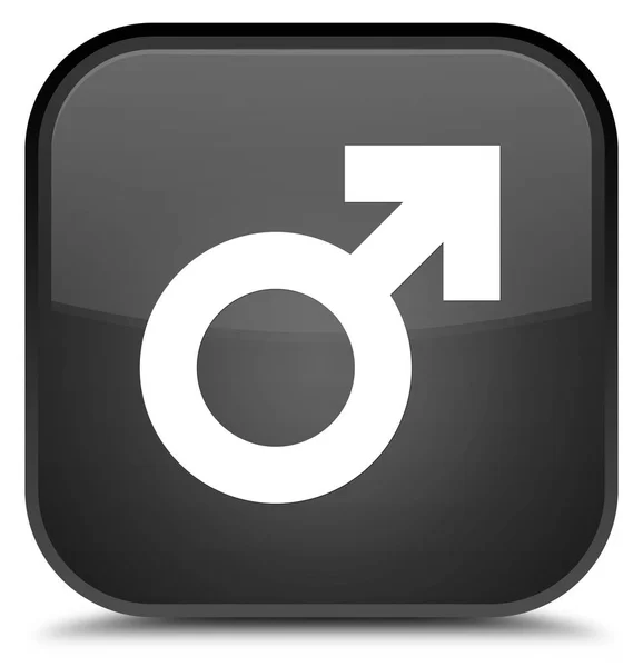 Піктограма чоловічого знака спеціальна чорна квадратна кнопка — стокове фото