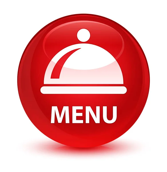 Menu (icona piatto alimentare) rosso vetro pulsante rotondo — Foto Stock