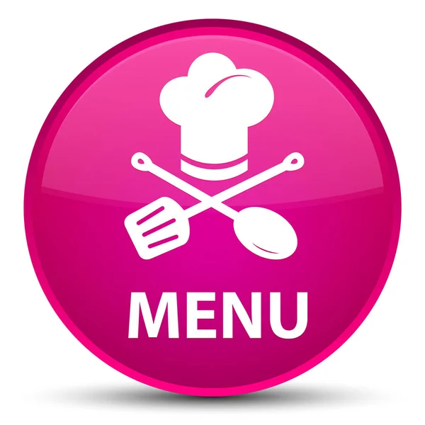Menu (ícone do restaurante) botão redondo rosa especial — Fotografia de Stock