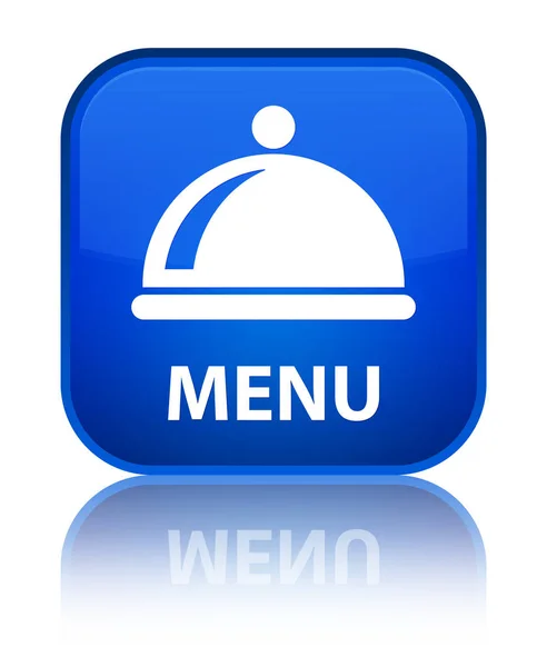 Menu (icona piatto alimentare) speciale pulsante quadrato blu — Foto Stock