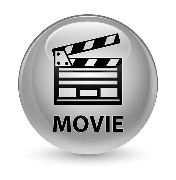 Film (film klipp ikon) glasartade vit rund knapp — Stockfoto