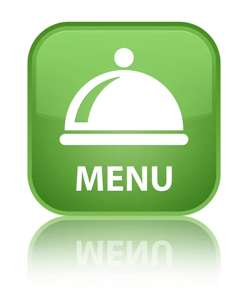Menu (icona piatto alimentare) speciale pulsante quadrato verde morbido — Foto Stock