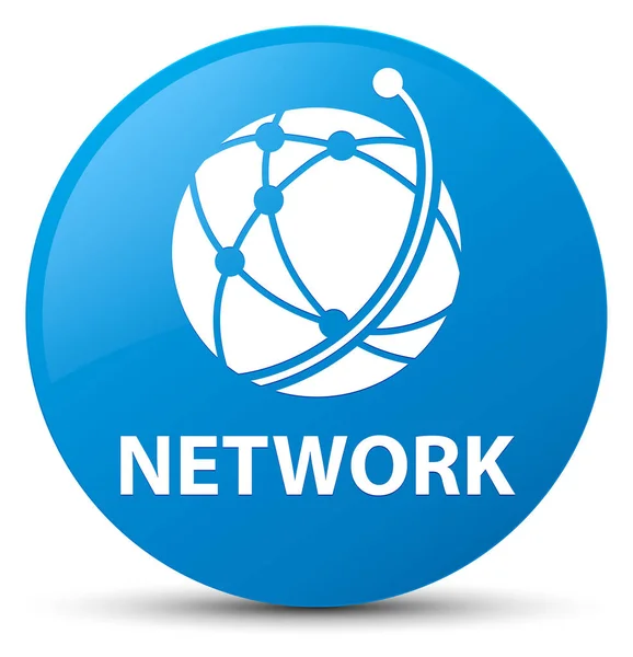 Rede (ícone de rede global) botão redondo azul ciano — Fotografia de Stock