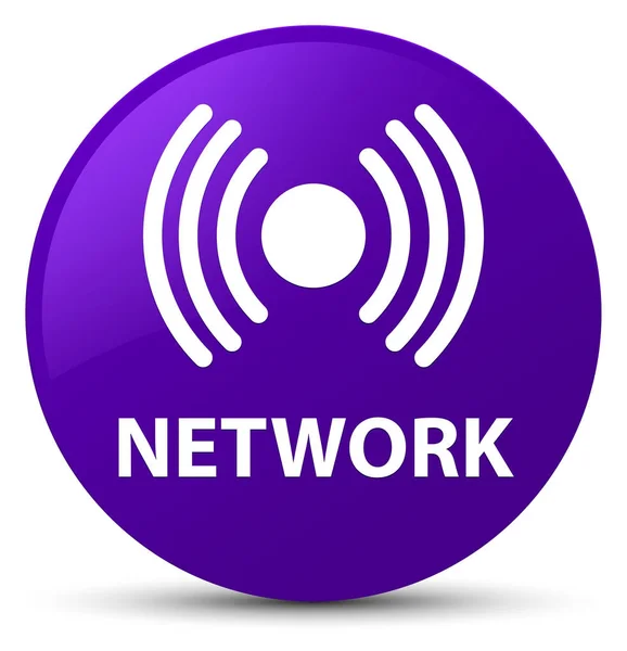 ネットワーク (信号アイコン) 紫ラウンド ボタン — ストック写真