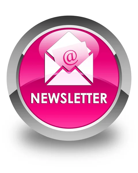 Newsletter glänzend rosa runden Knopf — Stockfoto