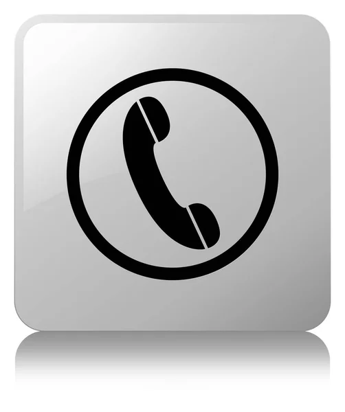 Піктограма телефону біла квадратна кнопка — стокове фото
