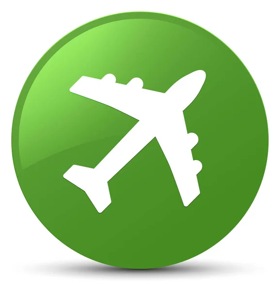 Flugzeug-Symbol weicher grüner runder Knopf — Stockfoto