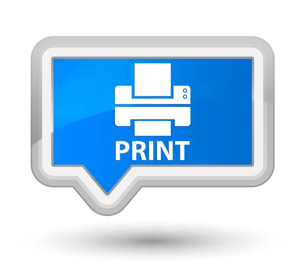 Imprimir (ícone da impressora) botão de banner azul ciano principal — Fotografia de Stock