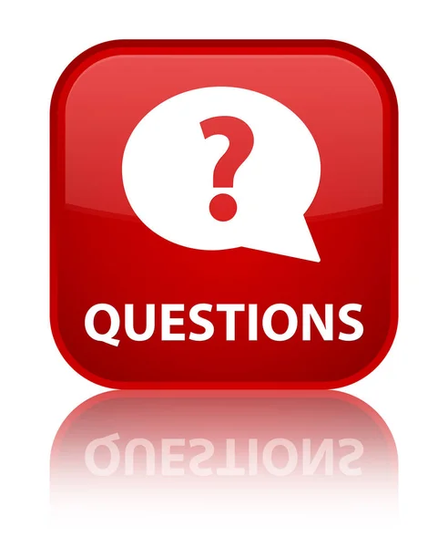 Perguntas (ícone de bolha) botão quadrado vermelho especial — Fotografia de Stock