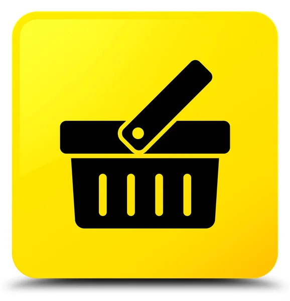 Shopping cart icon yellow square button — Stock Photo, Image