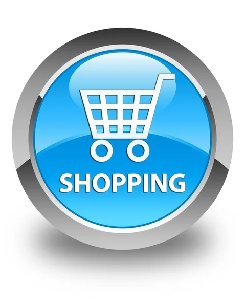 Shopping glossy cyan blå rund knapp — Stockfoto