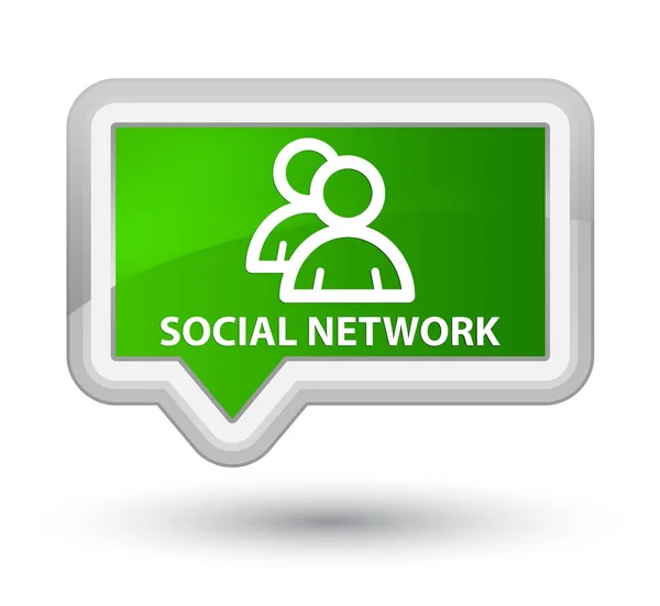 Rede social (ícone de grupo) botão de banner verde principal — Fotografia de Stock