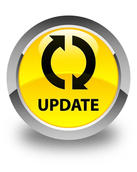 Update glossy yellow round button — Stock Photo, Image