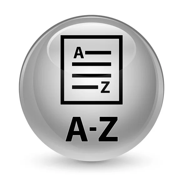 A-Z (icono de la página de lista) botón redondo blanco vidrioso — Foto de Stock