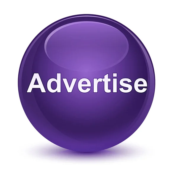 Реклама скляно-фіолетової круглої кнопки — стокове фото