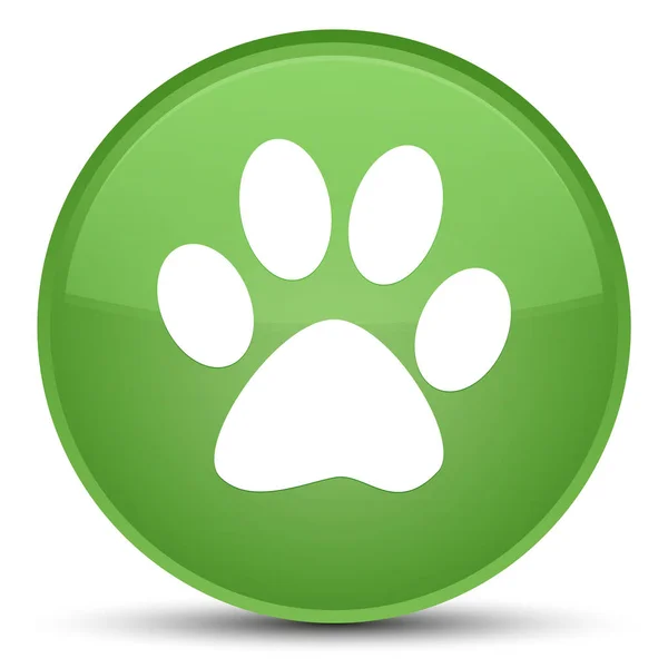 Djurs fotavtryck ikonen särskilda mjuka gröna runda knappen — Stockfoto