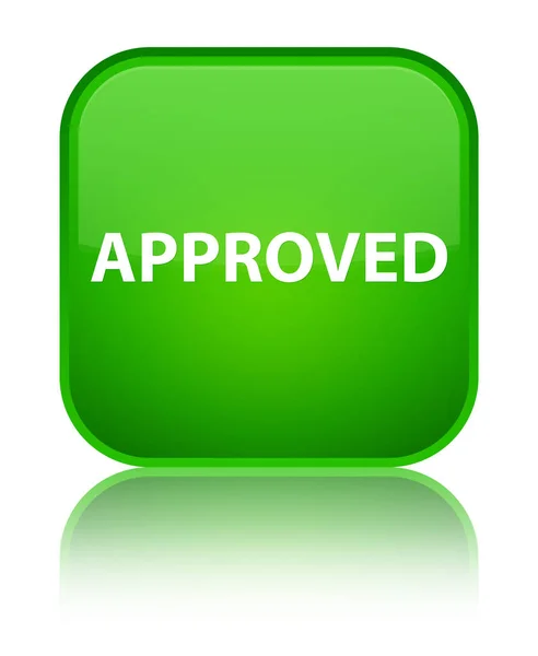 Approved special green square button — Stock Photo, Image