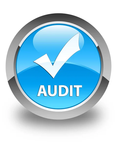 Audit (Validierungssymbol) glänzender cyanblauer runder Knopf — Stockfoto