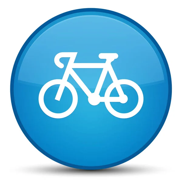 Εικονίδιο ποδηλάτων ειδικές μπλε κυανό στρογγυλό κουμπί — Φωτογραφία Αρχείου