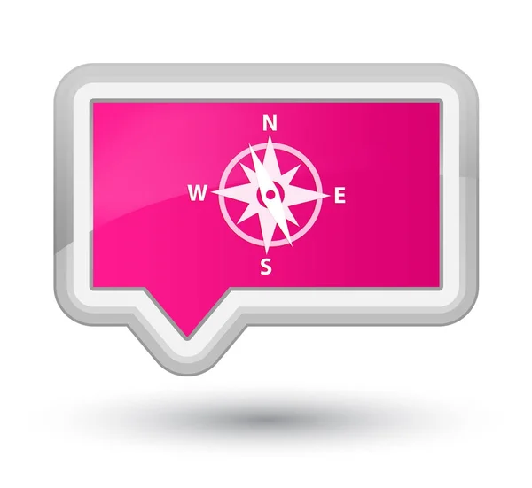 나침반 아이콘 주요 분홍색 배너 버튼 — 스톡 사진