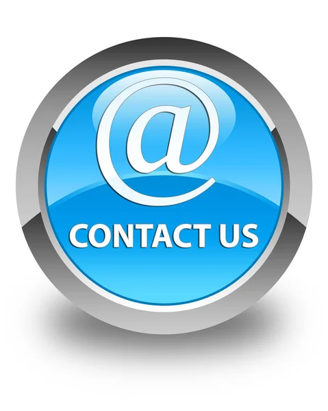 Contáctenos (icono de dirección de correo electrónico) botón redondo azul cian brillante — Foto de Stock