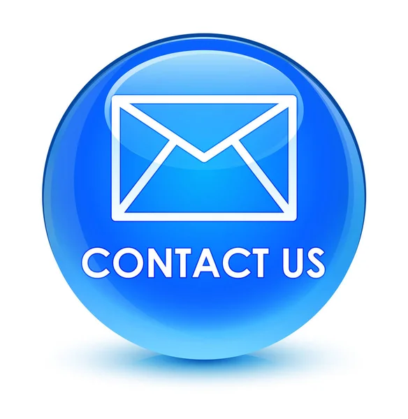 Contact us (email icon) glassy cyan blue round button — Stock Photo, Image