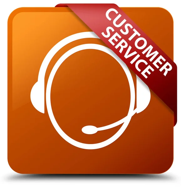 Customer service (pictogram van de zorg van de klant) bruine vierkante knop Rode ri — Stockfoto