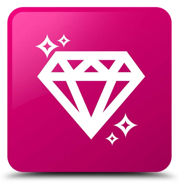 Diamante icono rosa botón cuadrado — Foto de Stock