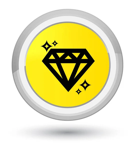 Diamante icona gialla pulsante rotondo — Foto Stock