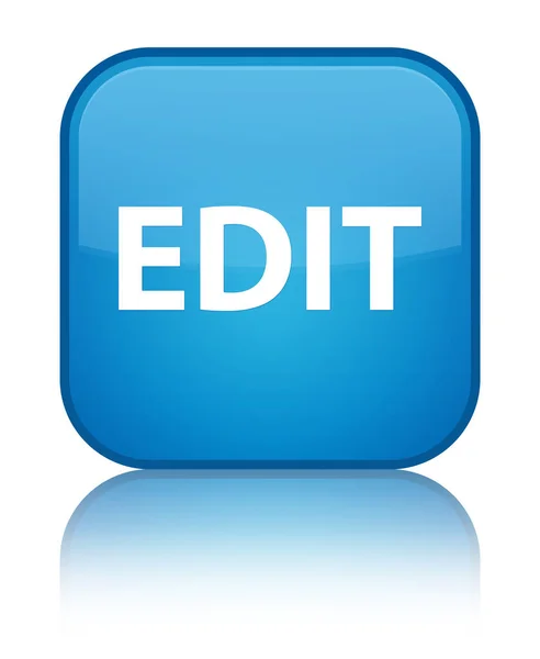 Editar especial botón cuadrado azul cian — Foto de Stock