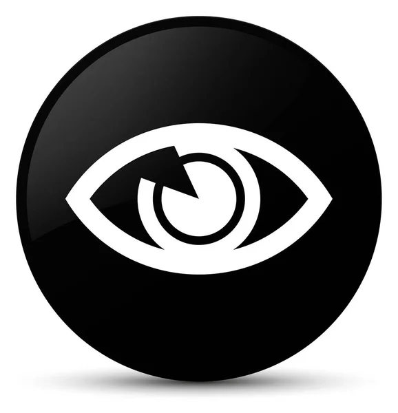 Ícone do olho botão redondo preto — Fotografia de Stock