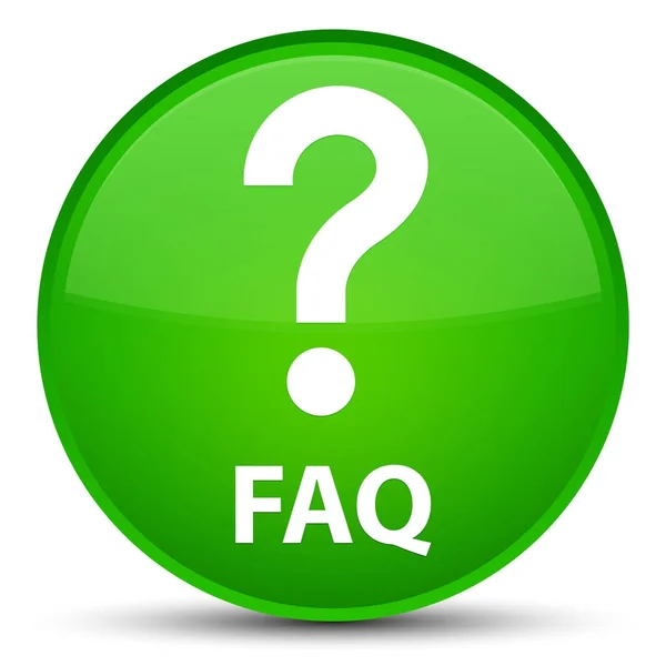 FAQ (fråga ikon) särskilda gröna runda knappen — Stockfoto