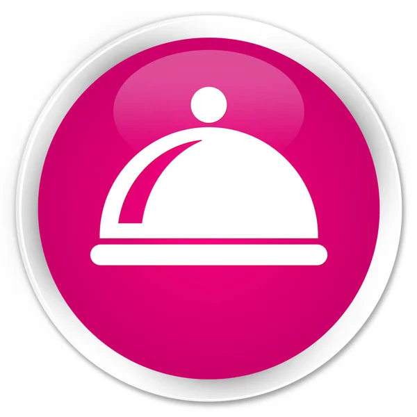 Eten schotel pictogram premie roze ronde knop — Stockfoto