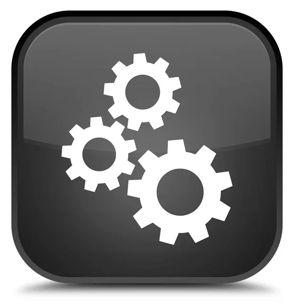 Gears icon special black square button — Stock Photo, Image