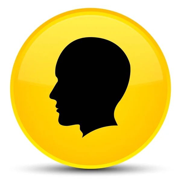 Head male face icon special yellow round button — Stock Photo, Image