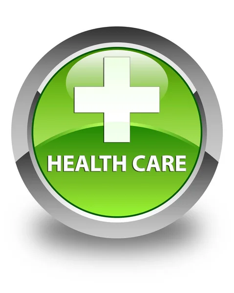 Cuidado de la salud (signo más) botón redondo verde brillante —  Fotos de Stock