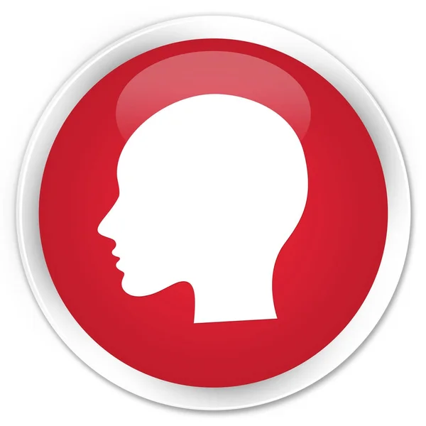 Κεφάλι γυναίκας πρόσωπο εικονίδιο premium κόκκινο στρογγυλό κουμπί — Φωτογραφία Αρχείου