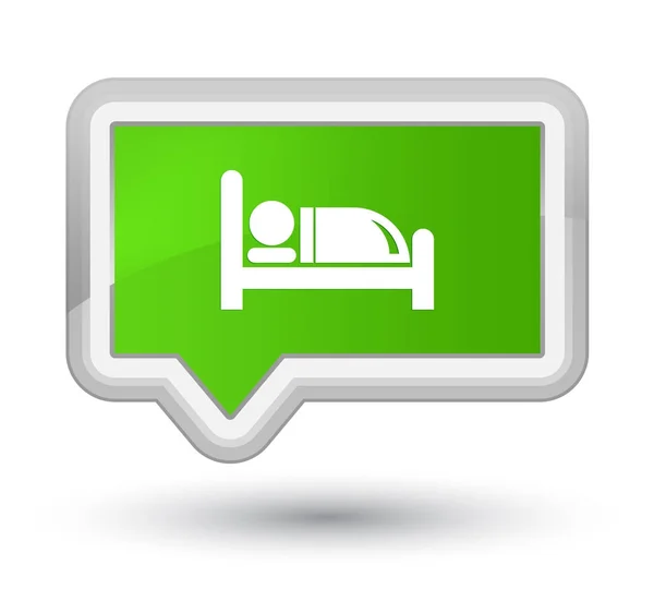 Eersteklas zachte groene banner knoop van het pictogram van het bed Hotel — Stockfoto