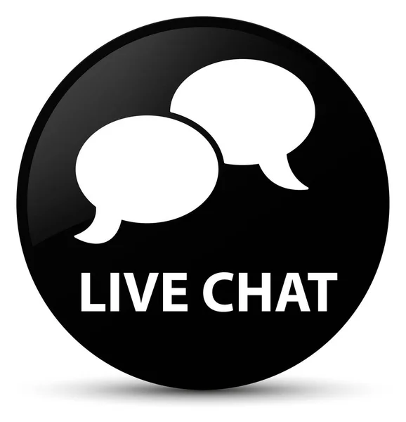 Live chat bouton rond noir — Photo
