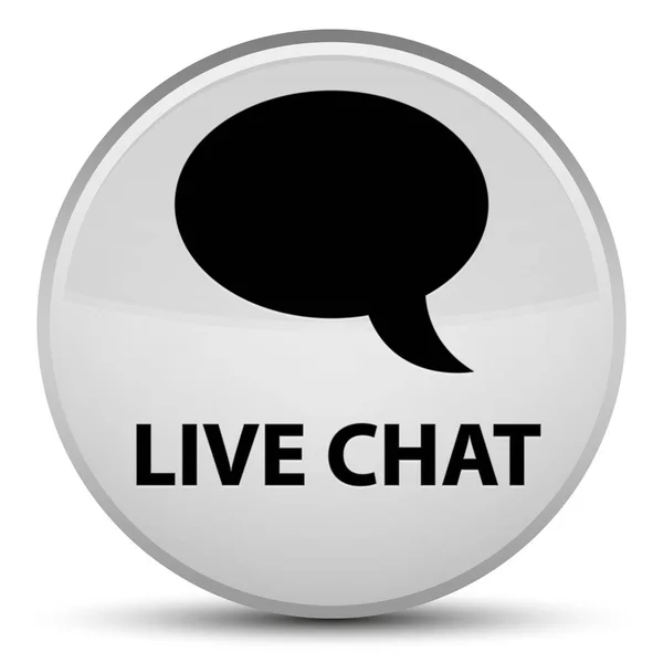 Live chat special white round button — Stock Photo, Image